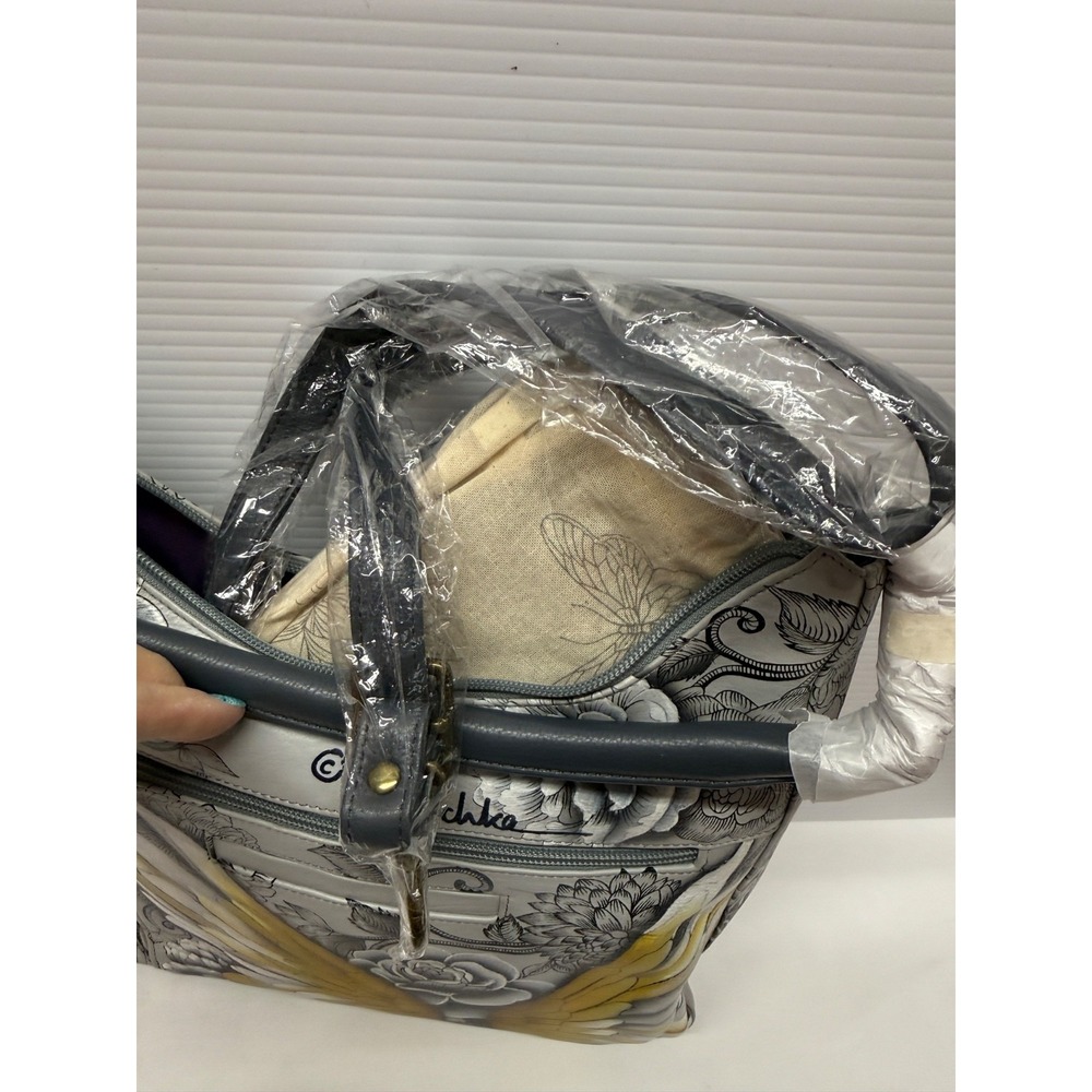Anuschka Hand-Painted Leather Hobo PURSE w/ Coin Pouch $299.00 GUARDIAN ANGEL - Picture 10 of 13